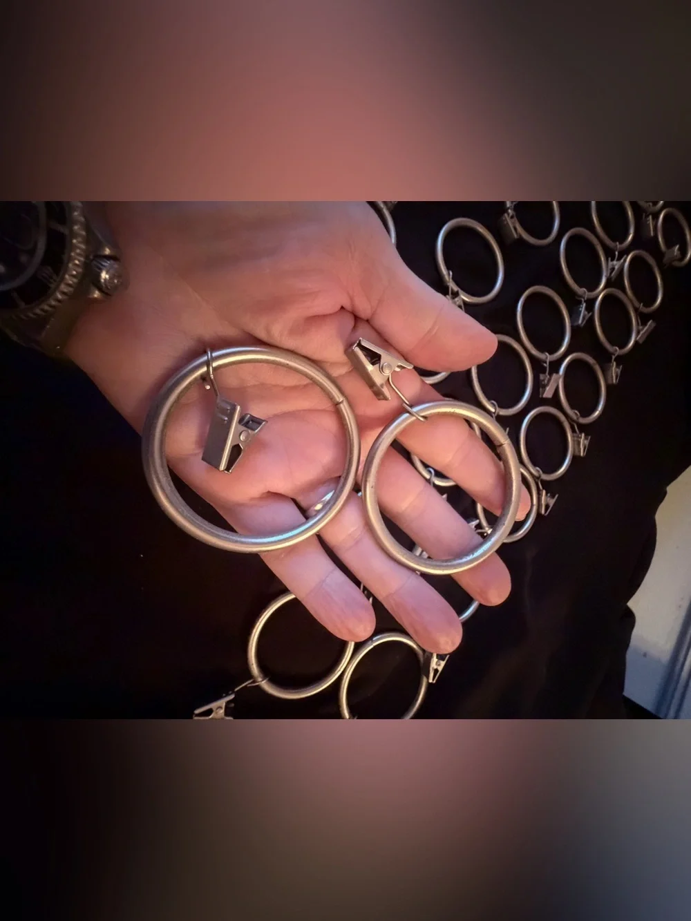 30 Silver Metal Drapery/Curtain Rings with Detachable Clips